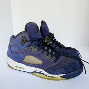 Nike Air Jordan 5 Retro SE Midnight Navy Blue Georgetown Grey size 7 Y
